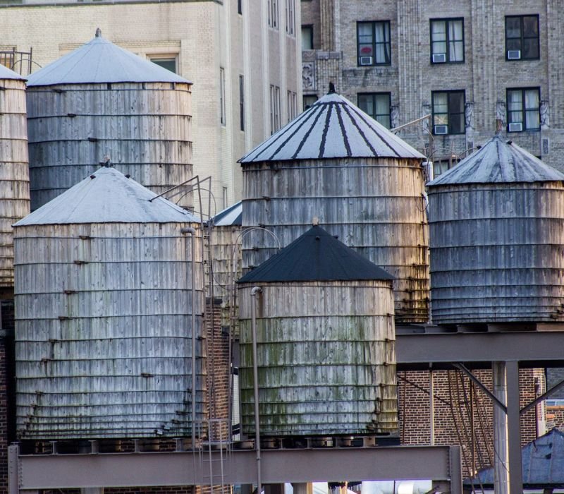 some old and dirty water tanks